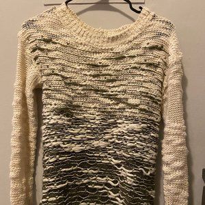 Woven cream/green sweater
